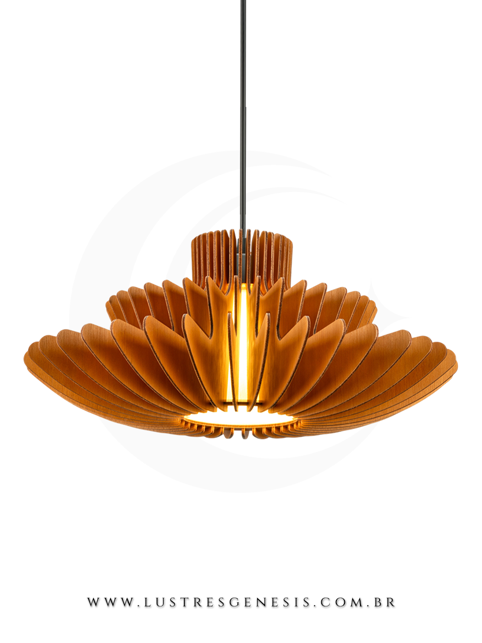 Luminaria Pendente de Madeira LMC430 E27 Ø44cm, Mesa Area Gourmet, Balcao de cozinha, Sala de Jantar, Cozinha